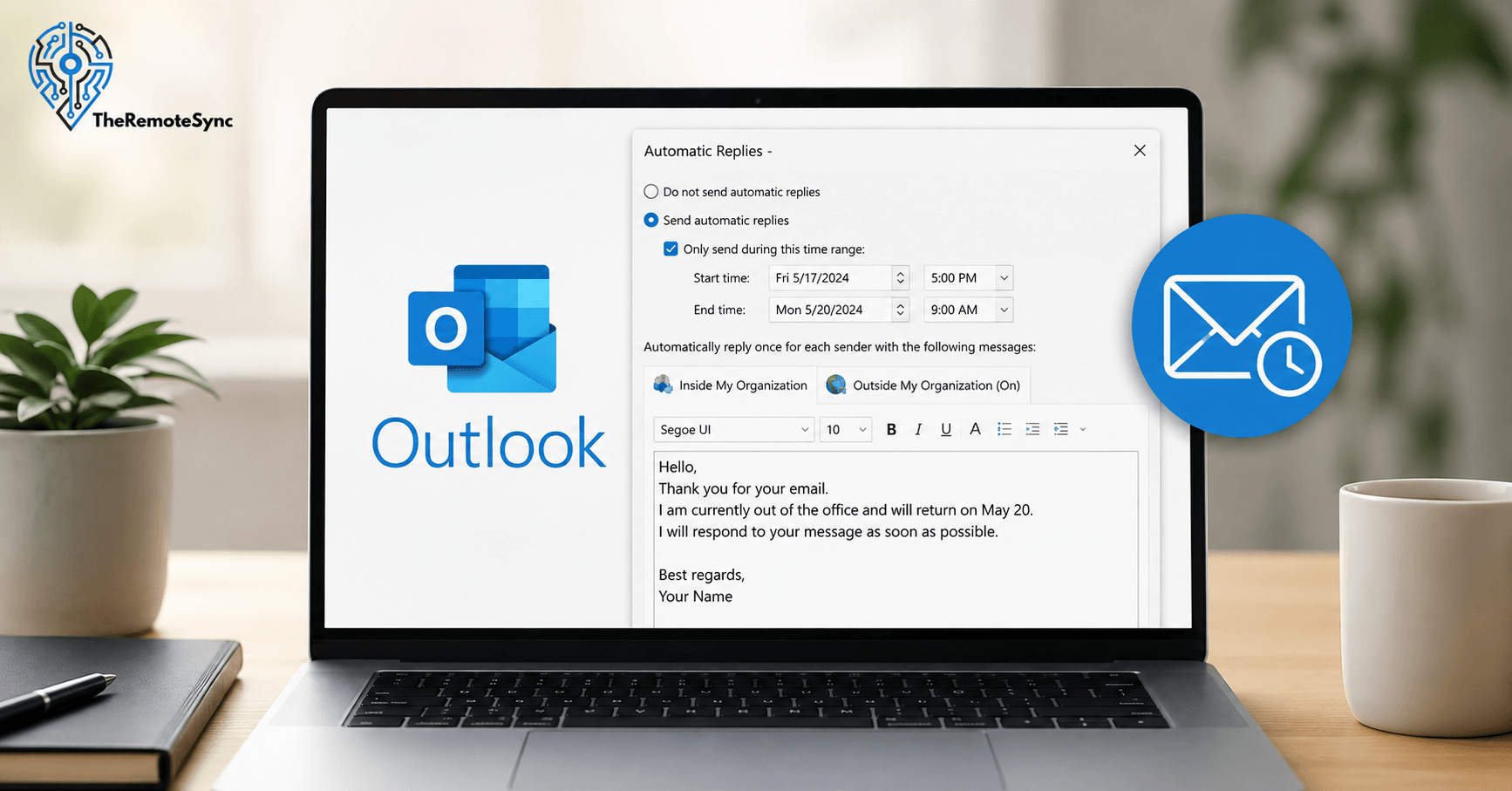 how to set out of office in Outlook